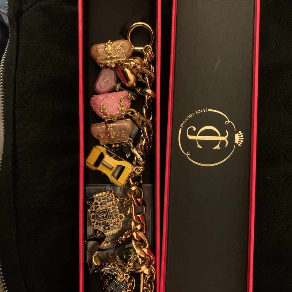 Juicy Couture Charm Bracelet with Pink and Gold Accents